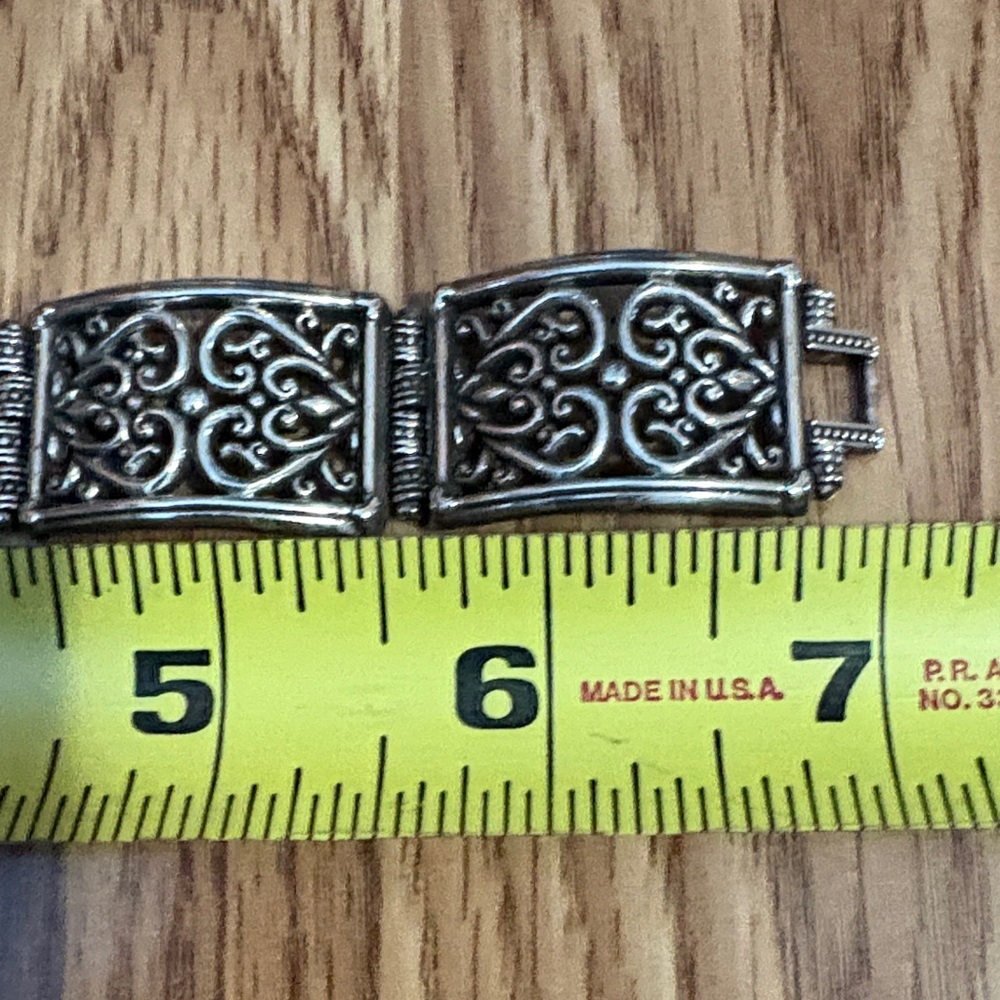 BRIGHTON HEART SCROLLED SILVER-TONE 7" BRACELET - Picture 10 of 12